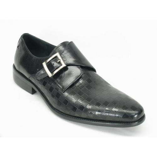 Carrucci Black Genuine Calf Skin Leather Perforation Shoes KS099-805E